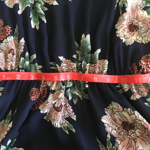 Maitai Navy Flowy Floral Midi Dress V-Neck M - Picture 11 of 12